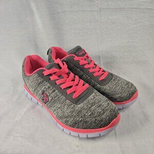 US Polo Assn. Womens Joy Running Shoes Gray Pink Low Top SZ 8 Lightweight